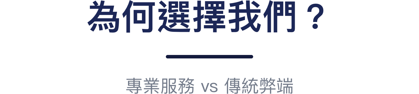 為何選擇我們？專業服務 vs 傳統弊端